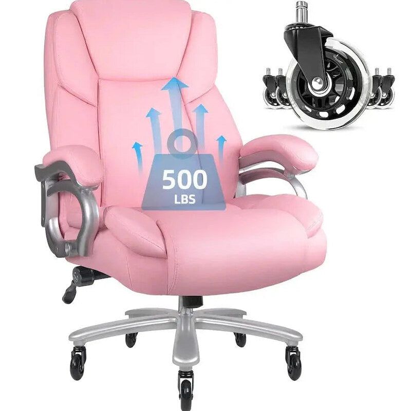 Bossin Big & Tall Executive Office Chair, 500-lb Capacity, PU Leather - Adjustable Lumbar Support