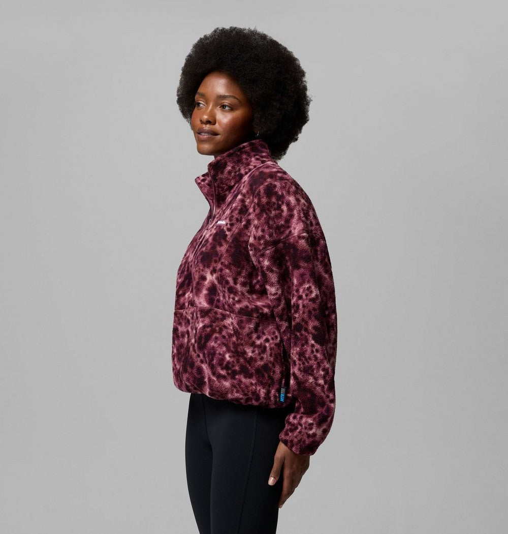 Women's Printed Fleece Half-Zip Pullover - Mauve