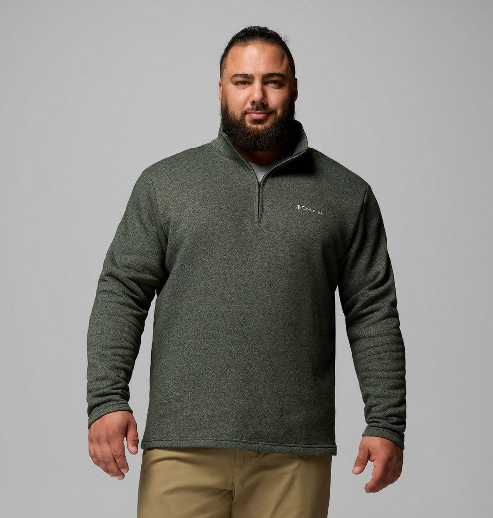 Men's Big Cotton-Blend Half-Zip Pullover - Black
