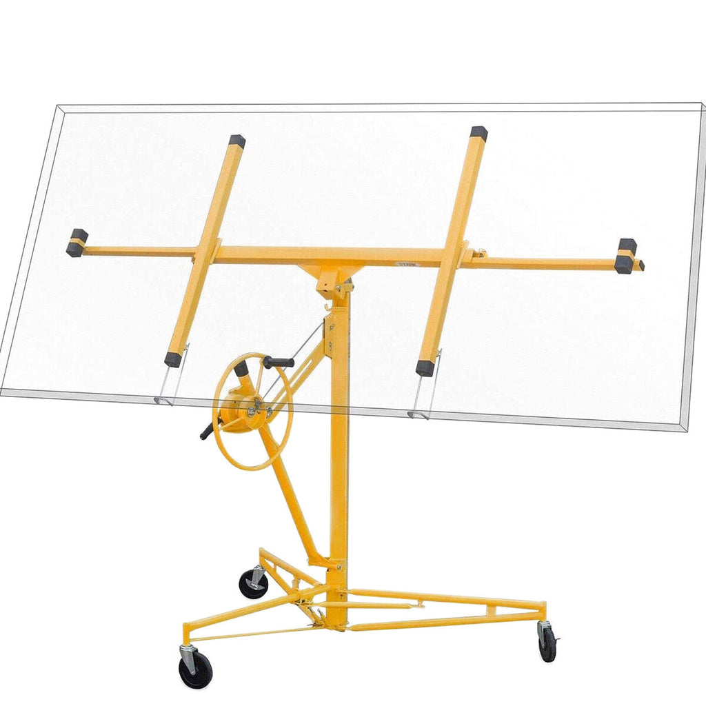 Stark USA Drywall Lift 11' Yellow Rolling Sheetrock Panel Hoist Jack - 65044