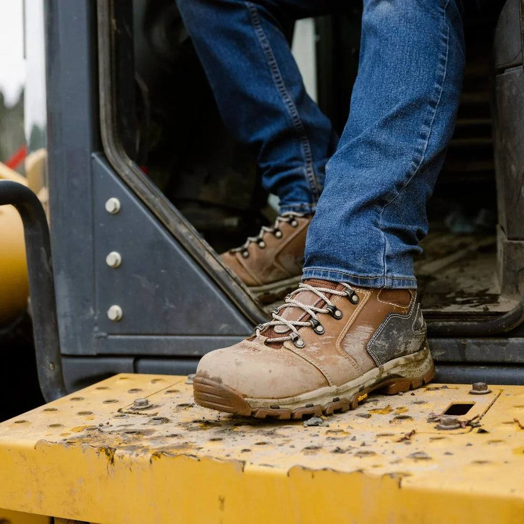 Men's Waterproof Safety-Toe Work Boots - Tan Black