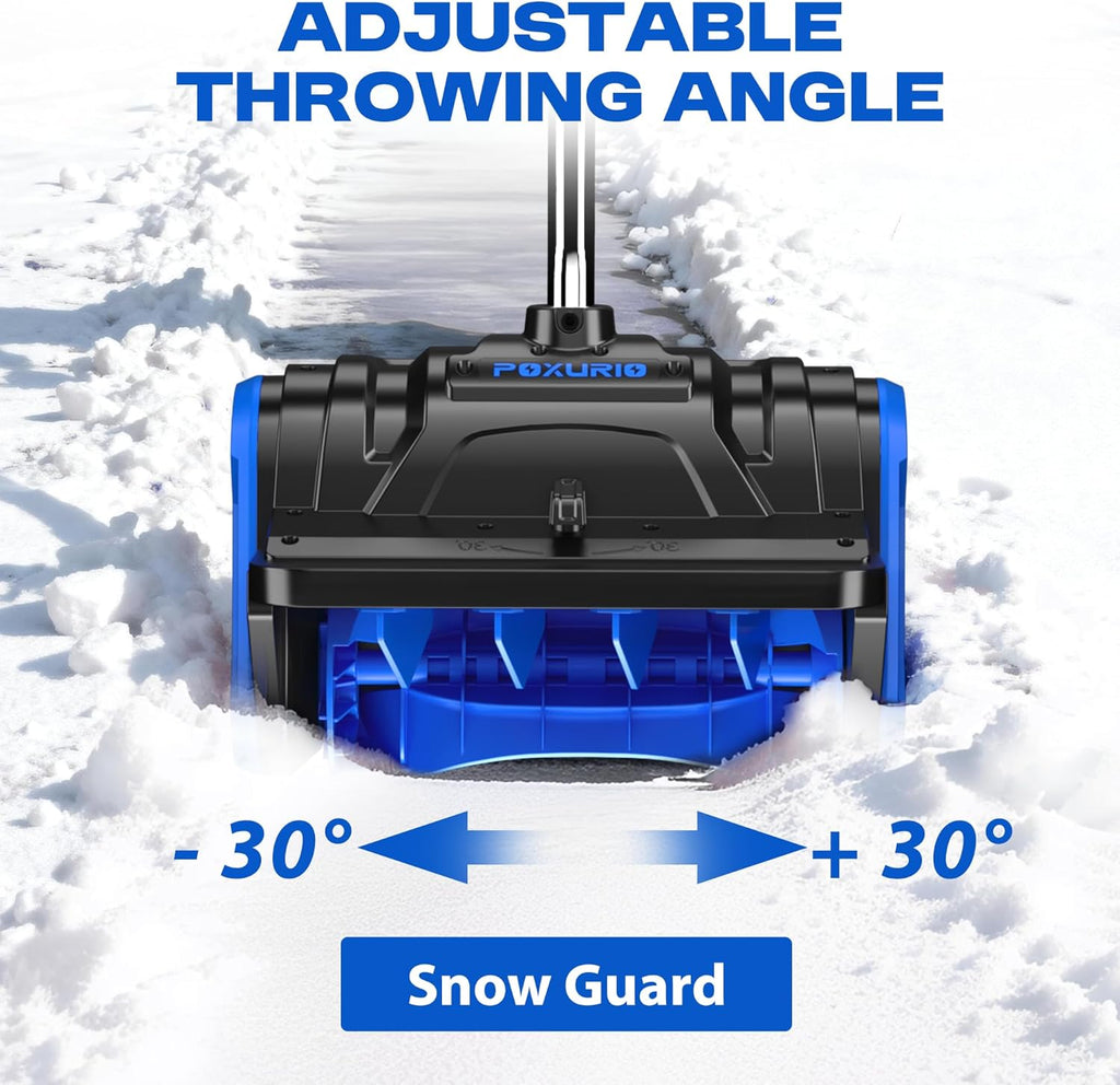 POXURIO 40V Cordless Snow Shovel, 13 Inch Width, 6 Inch Depth, 2 x 4.0Ah Batteries