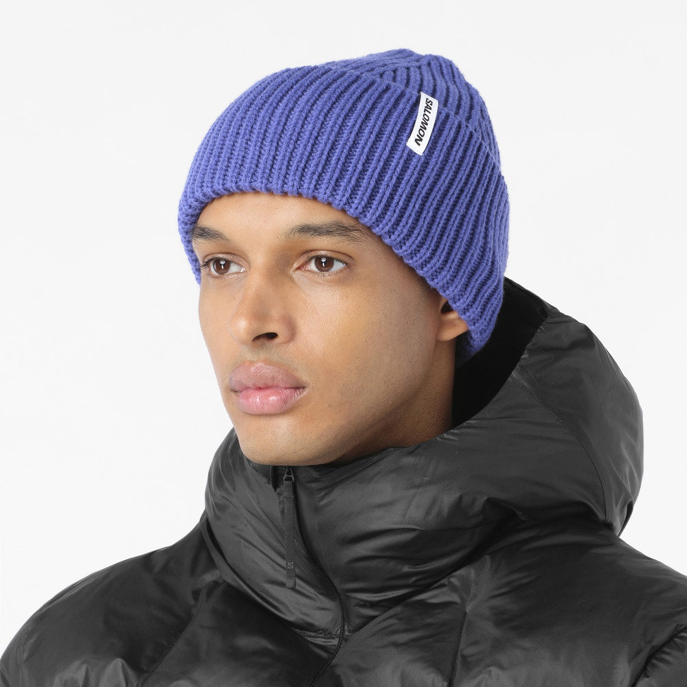 Wool Blend Knit Beanie - Brown