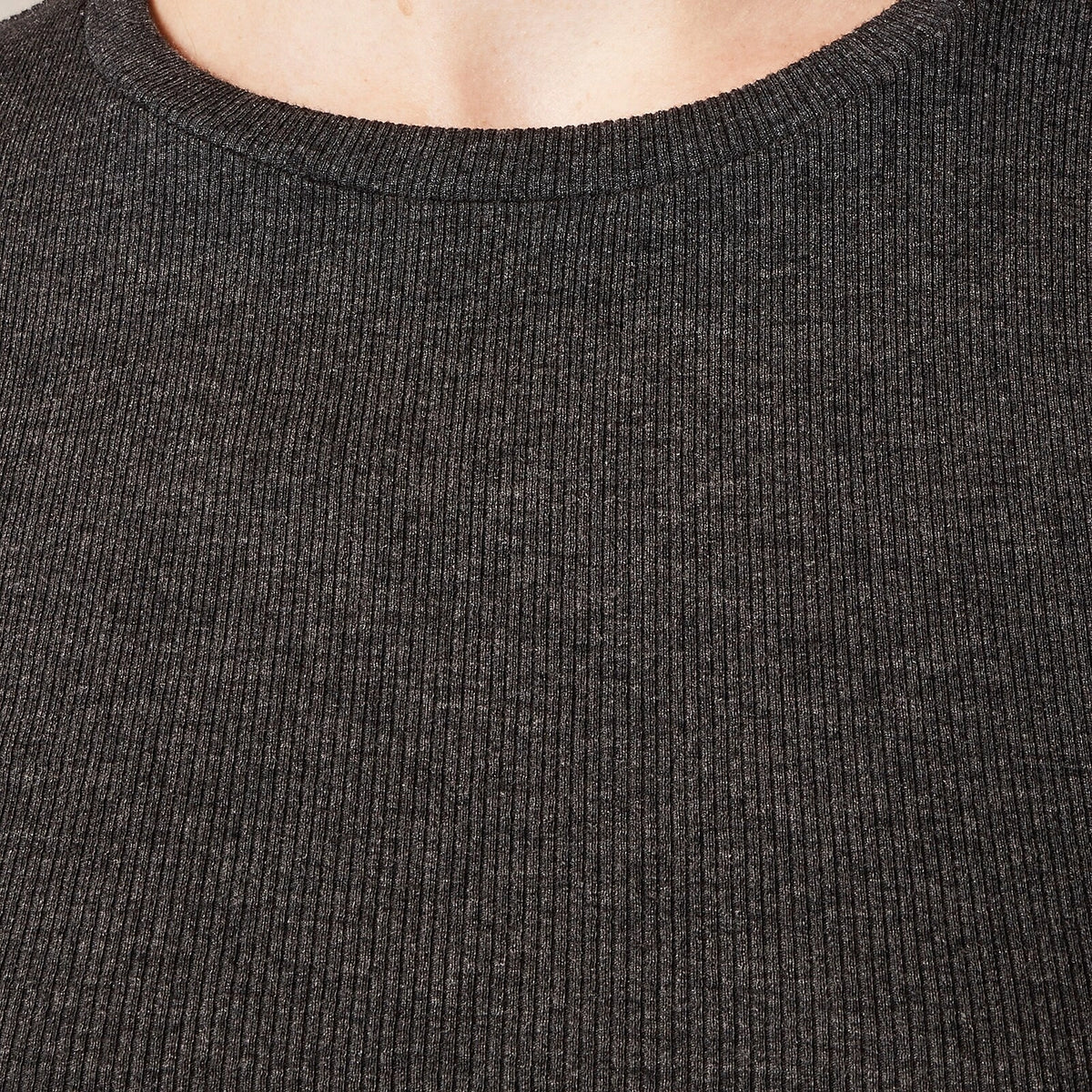 Women's Ribbed Long-Sleeve T-Shirt - Black