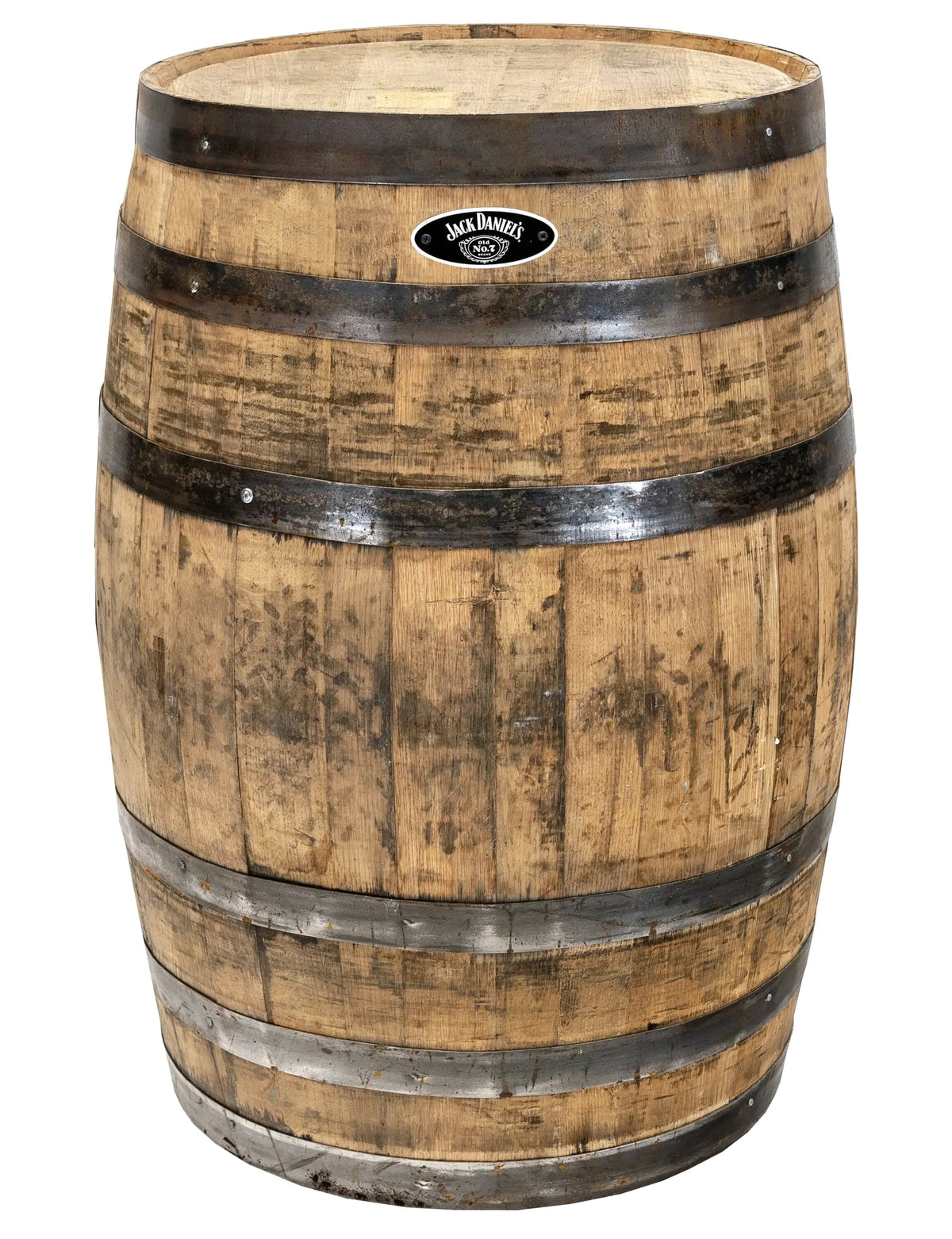 Real Wood Products Jack Daniel's Oak Whiskey Barrel, 53 Gallon, 35 in H x 26 in D, Barrel Brown