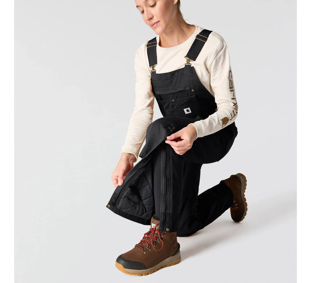 Women's Insulated Cotton Canvas Bib Overalls - Black