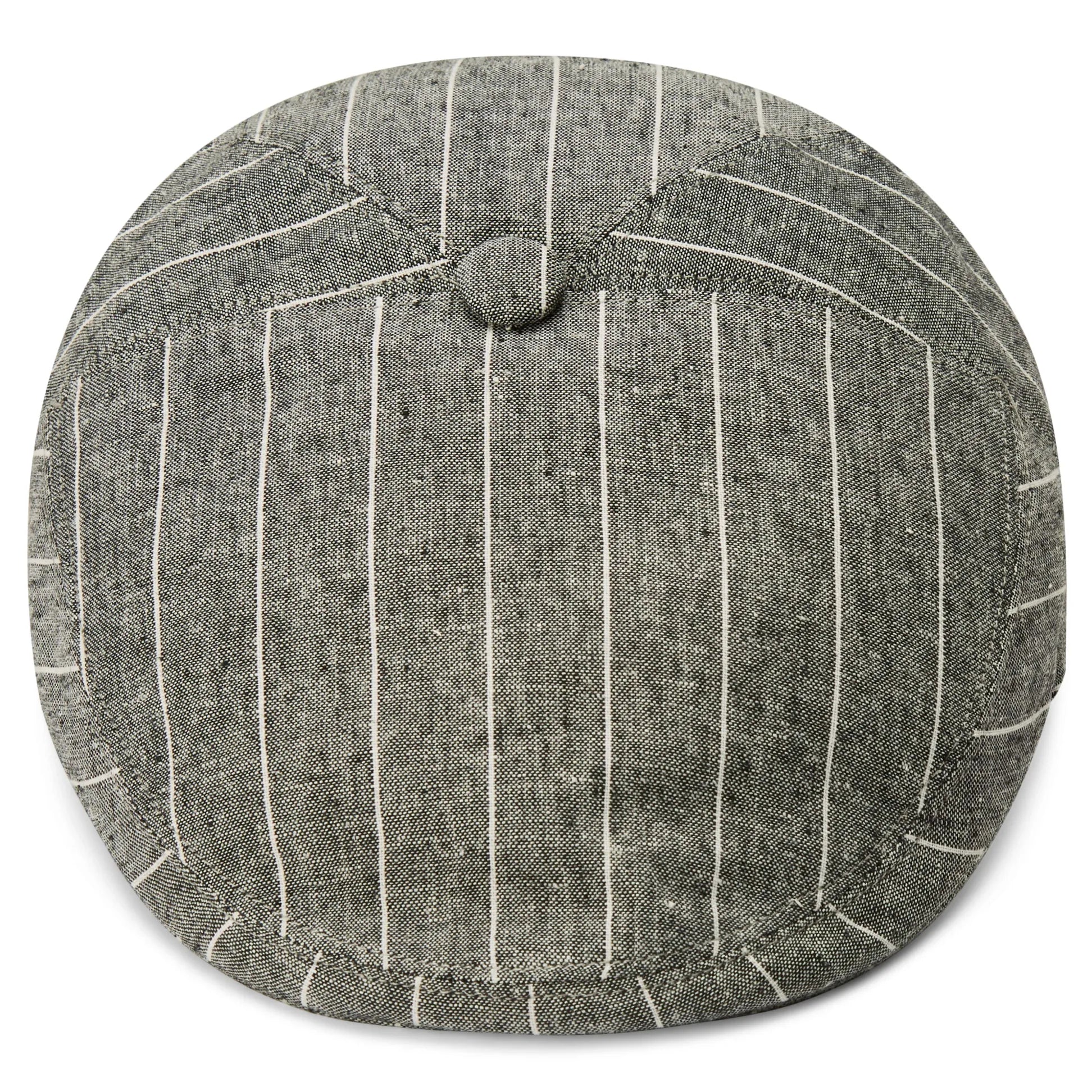 Grey & White Striped Moda Flat Cap
