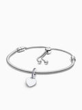 Engravable Heart Charm Slider Bracelet Set