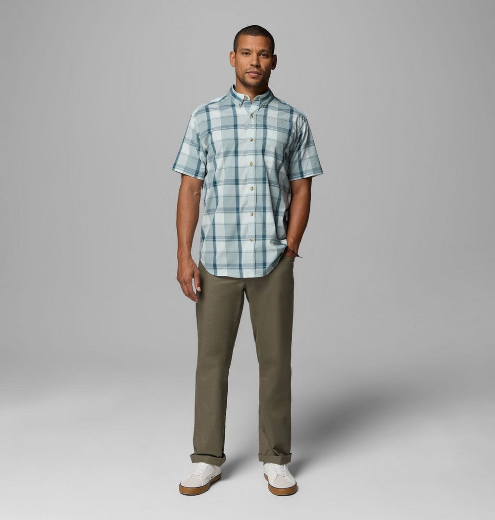 Men's Stretch Short Sleeve Plaid Shirt - Navy