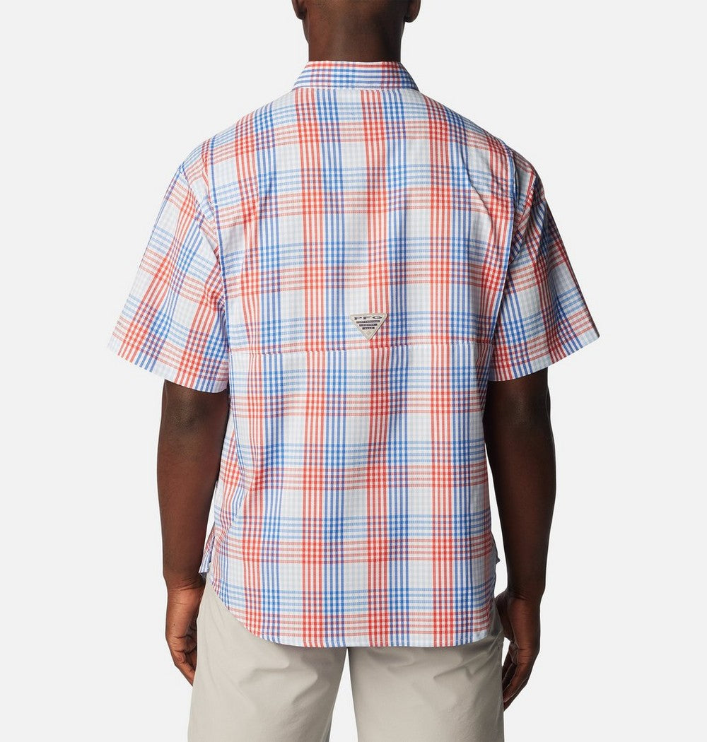 Men's Vented Short-Sleeve Fishing Shirt - Green Gingham
