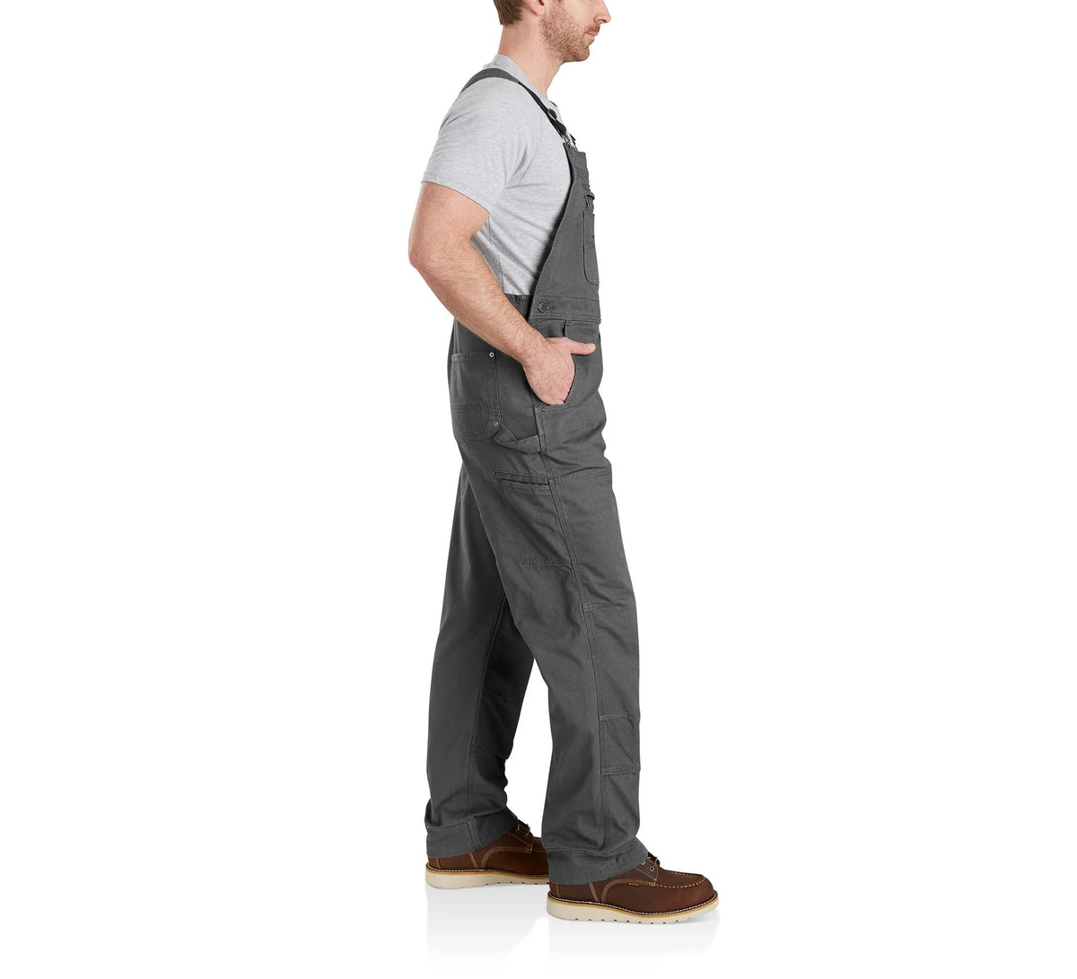 Stretch Canvas Bib Overalls - Gravel