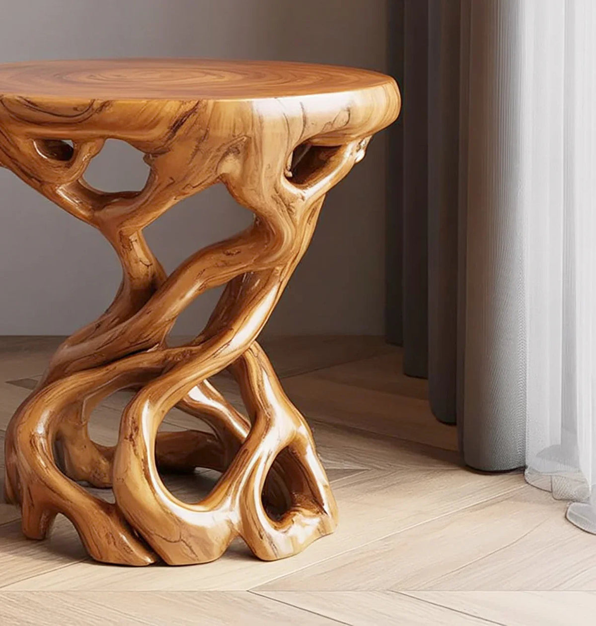 Organic Wood Root End Table
