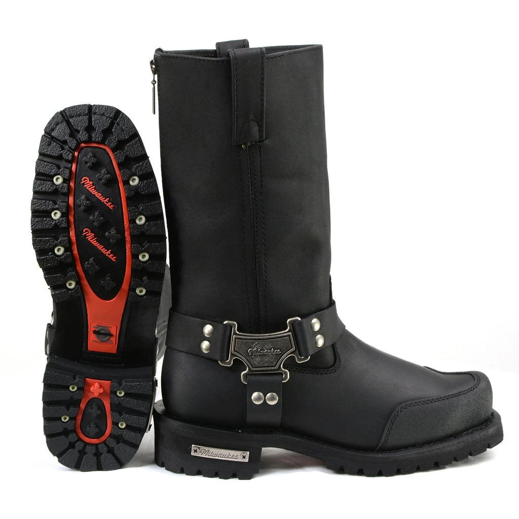 Men's Harness Motorcycle Boots - Black