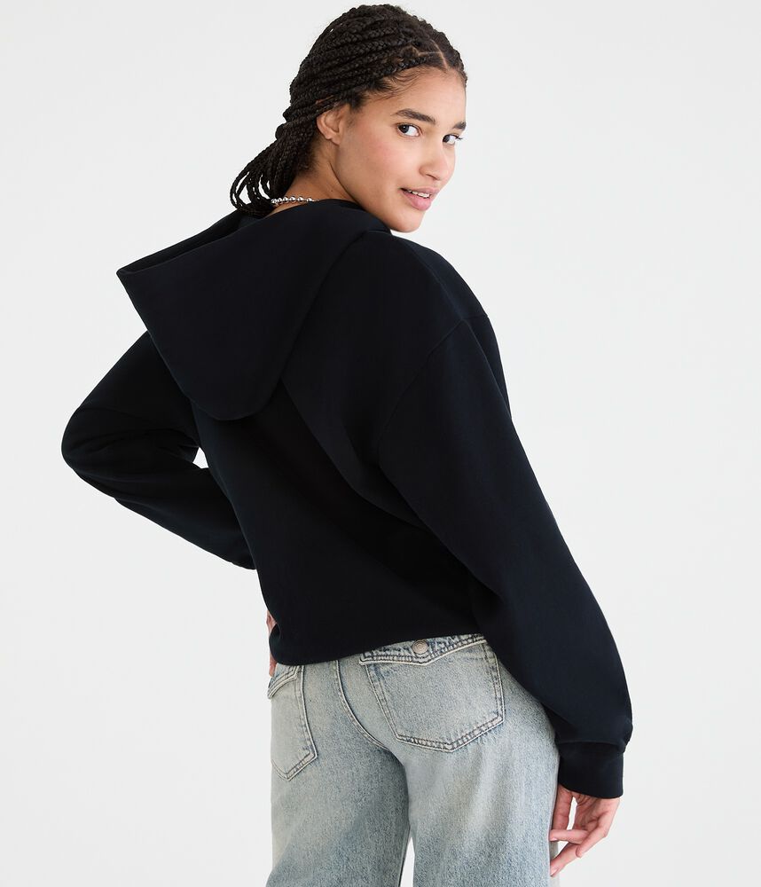 Women's Oversized Fleece Pullover Hoodie - Black