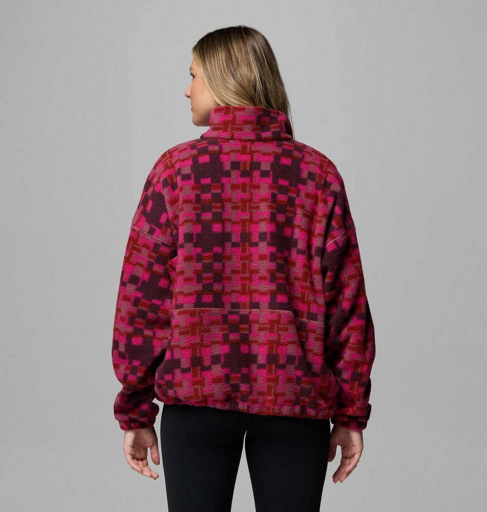 Women's Printed Fleece Half-Zip Pullover - Mauve