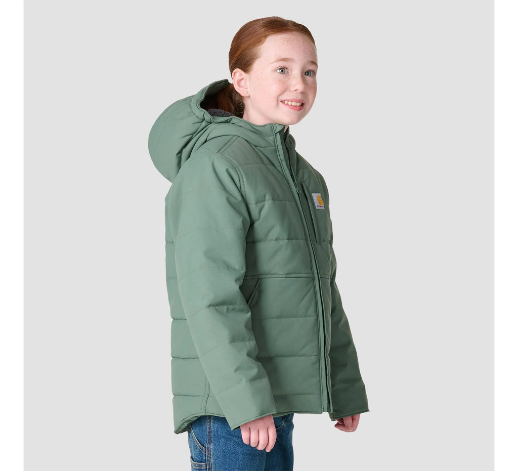 Girls' Insulated Canvas Hooded Jacket - Green