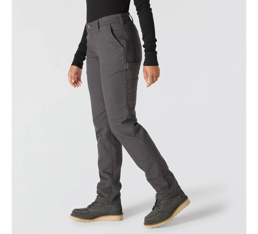 Women's Fleece-Lined Stretch Canvas Work Pants - Shadow
