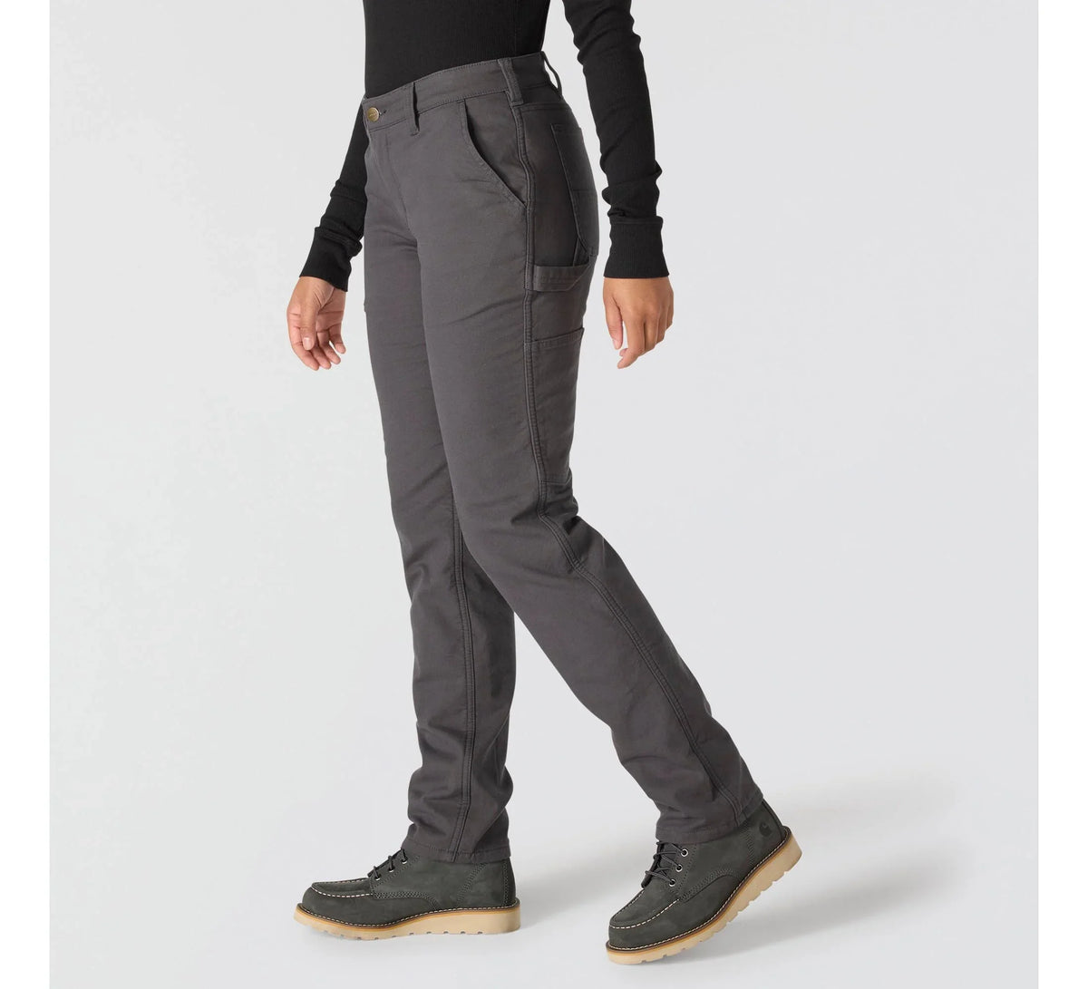 Women's Fleece-Lined Stretch Canvas Work Pants - Shadow