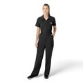 Women's Short Sleeve Scrub Coverall - Black