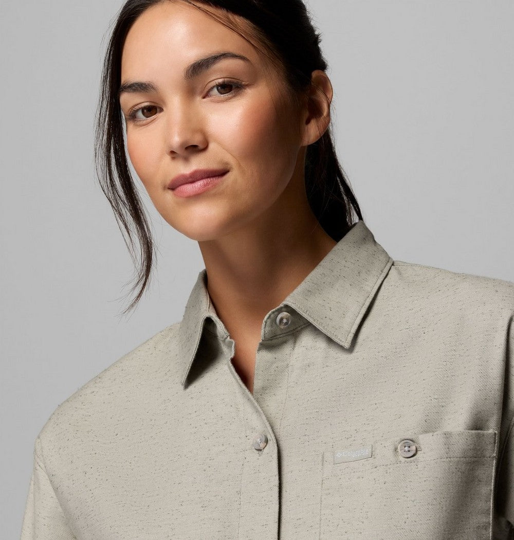 Women's Stretch Long-Sleeve Button-Up Shirt - Blue