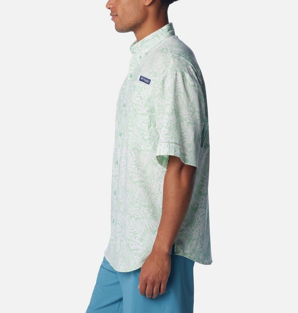 Men's Vented Short-Sleeve Fishing Shirt - Green Gingham