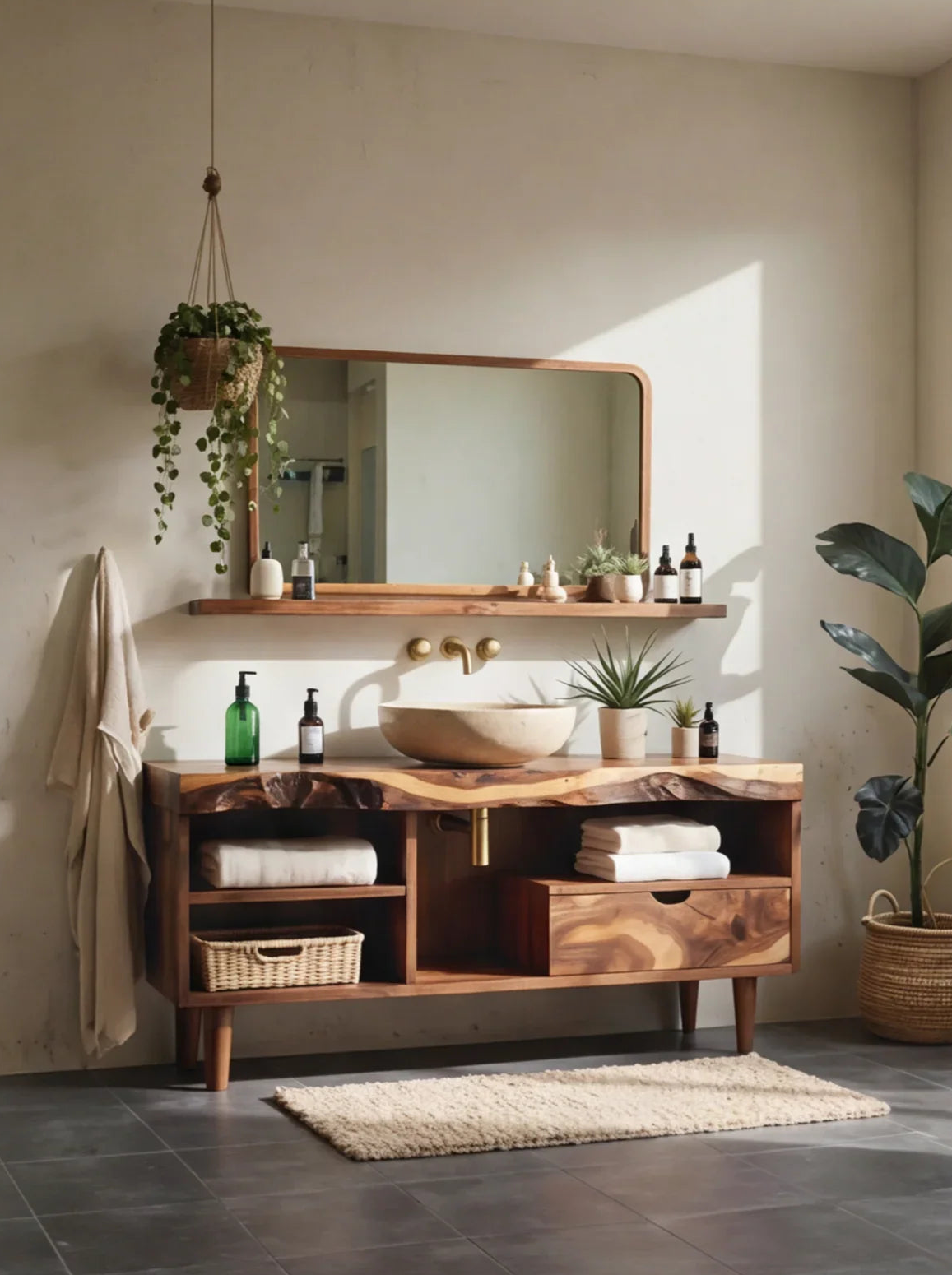 Rustic Live Edge Wood Bathroom Vanity
