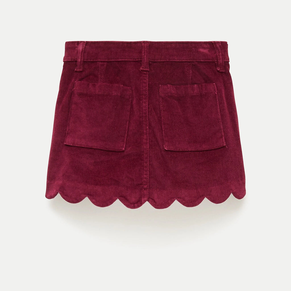 Girls' Scalloped Corduroy Skirt - Ecru