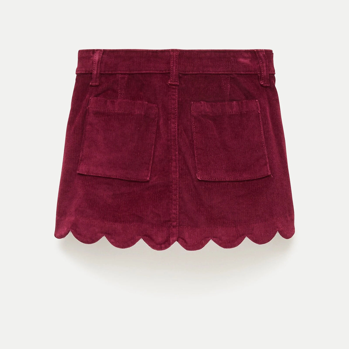 Girls' Scalloped Corduroy Skirt - Ecru