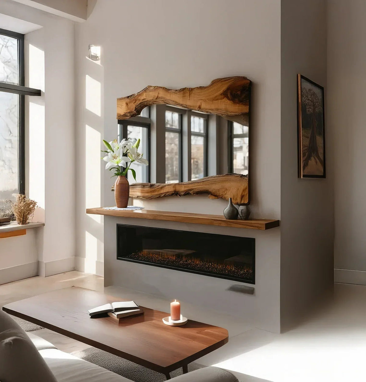 Wood Mirror Frame Handmade Live Edge Wall Decor