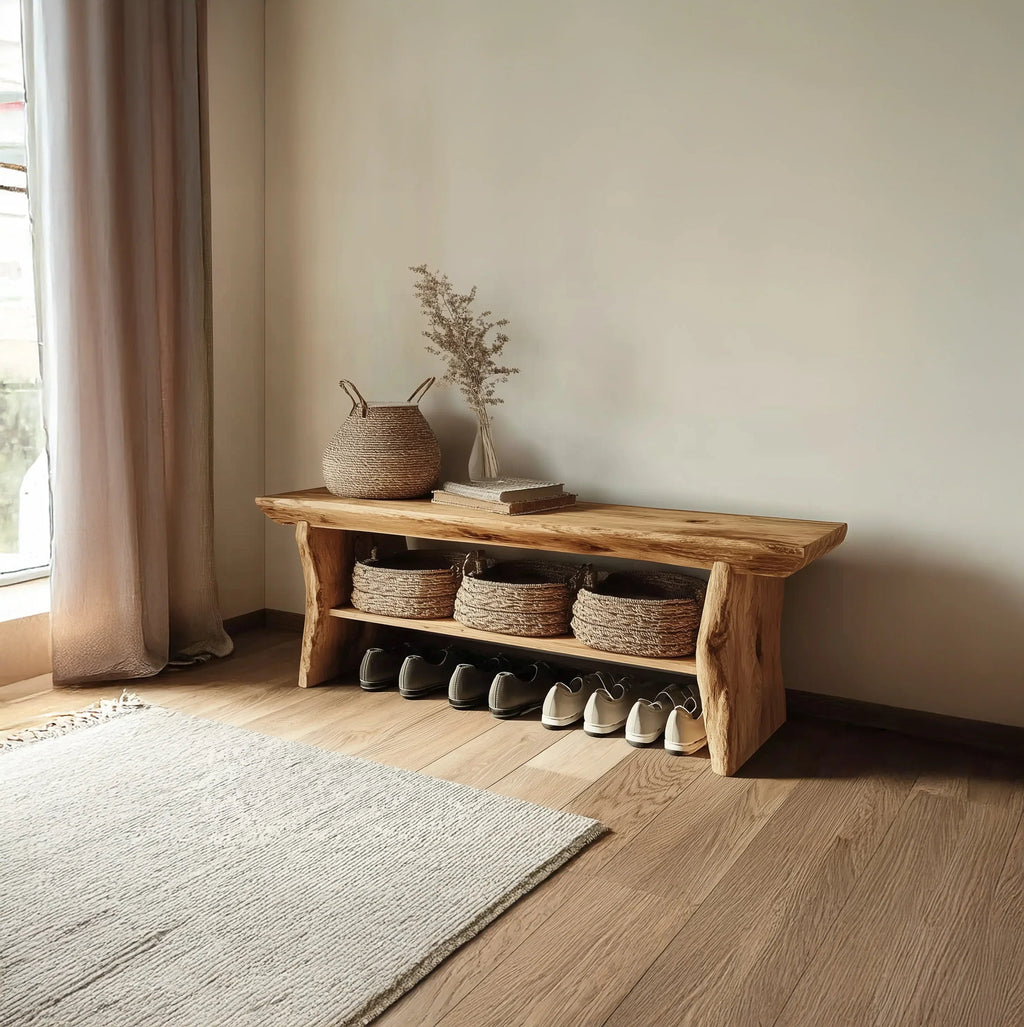 Live Edge Wooden Entryway Bench
