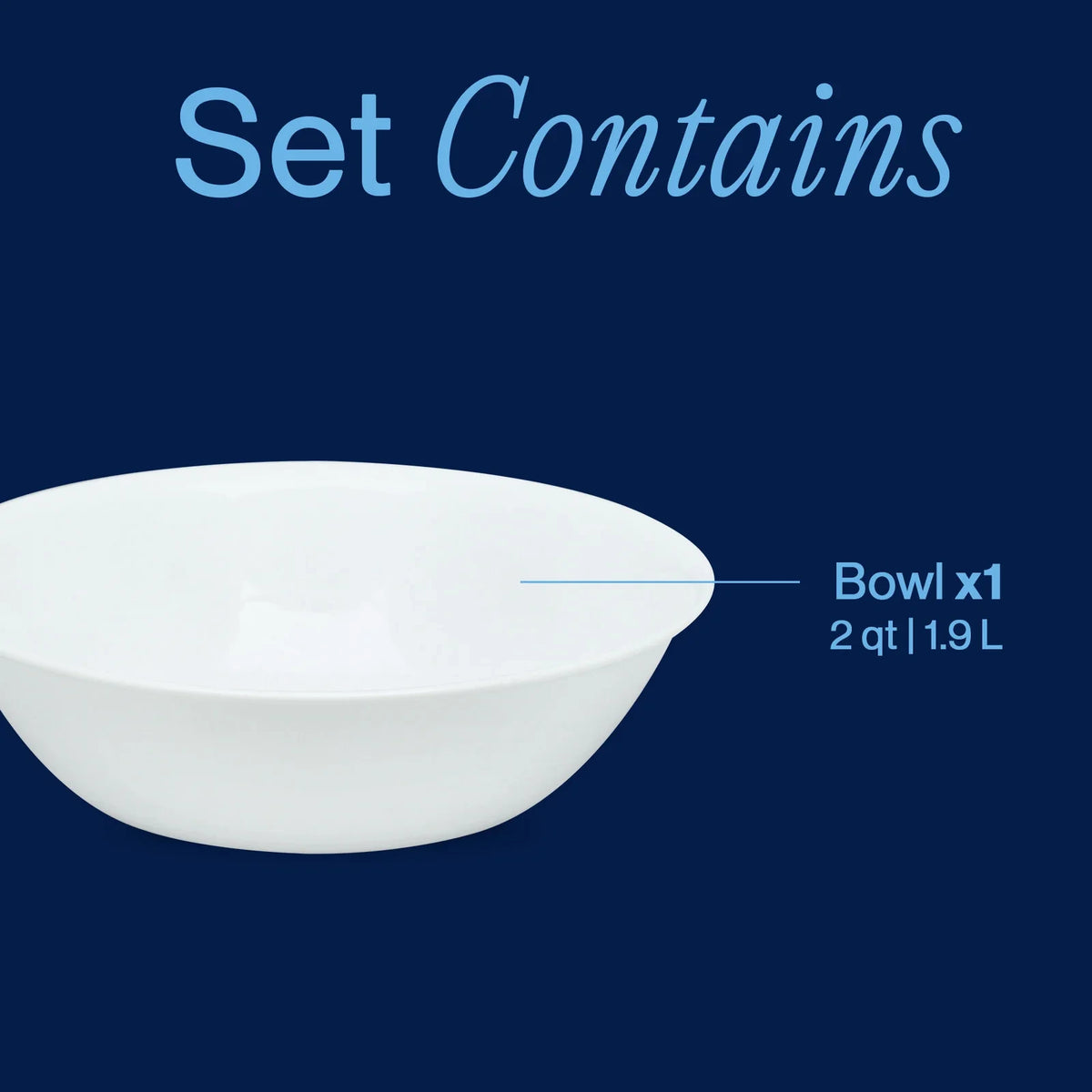 2-Quart White Glass Serving Bowl