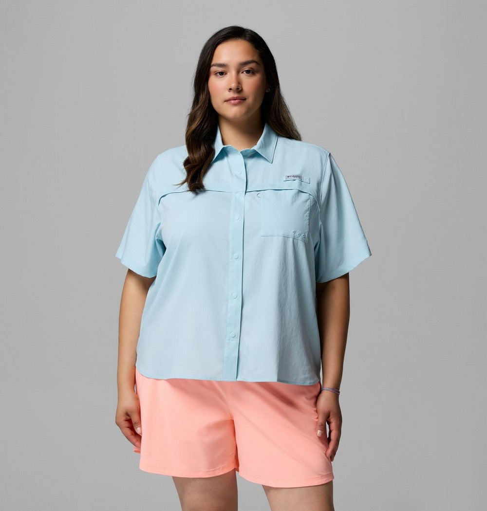 Women's Plus Short-Sleeve Fishing Shirt - Blue