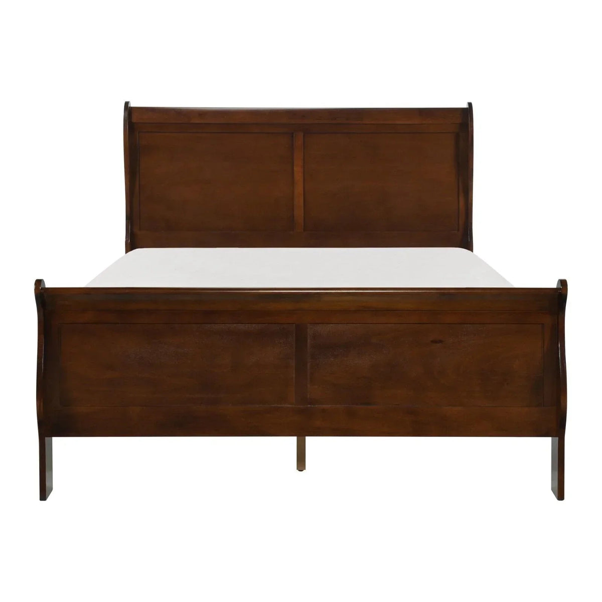 Louis Philippe Style Bedroom Set With Queen Size Bed And 2 Nightstands - Brown Cherry Finish