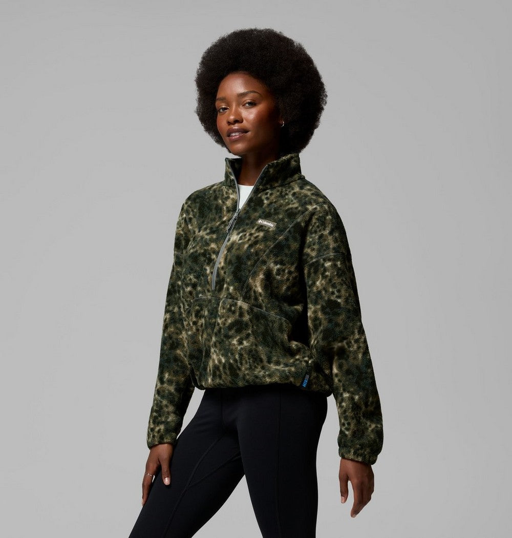Women's Printed Fleece Half-Zip Pullover - Mauve