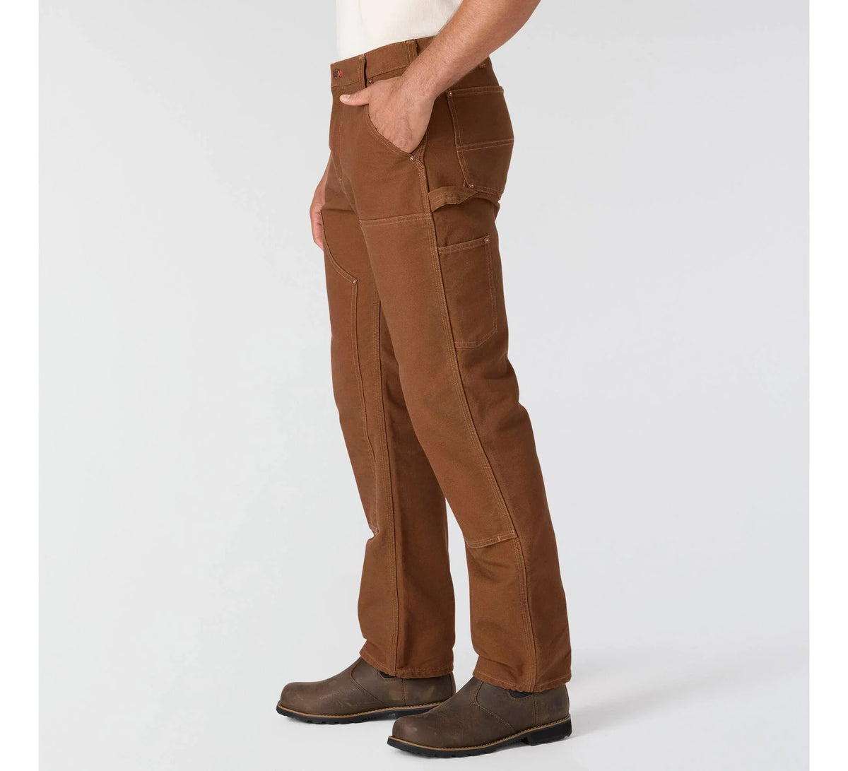 Men's Double-Knee Canvas Work Pants - Red