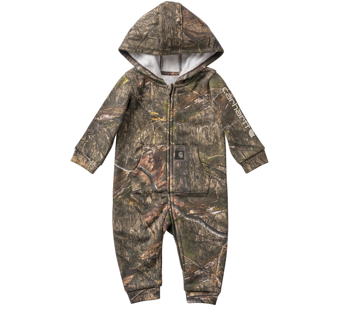 Baby Hooded Zip-Front Fleece Coverall - Camo