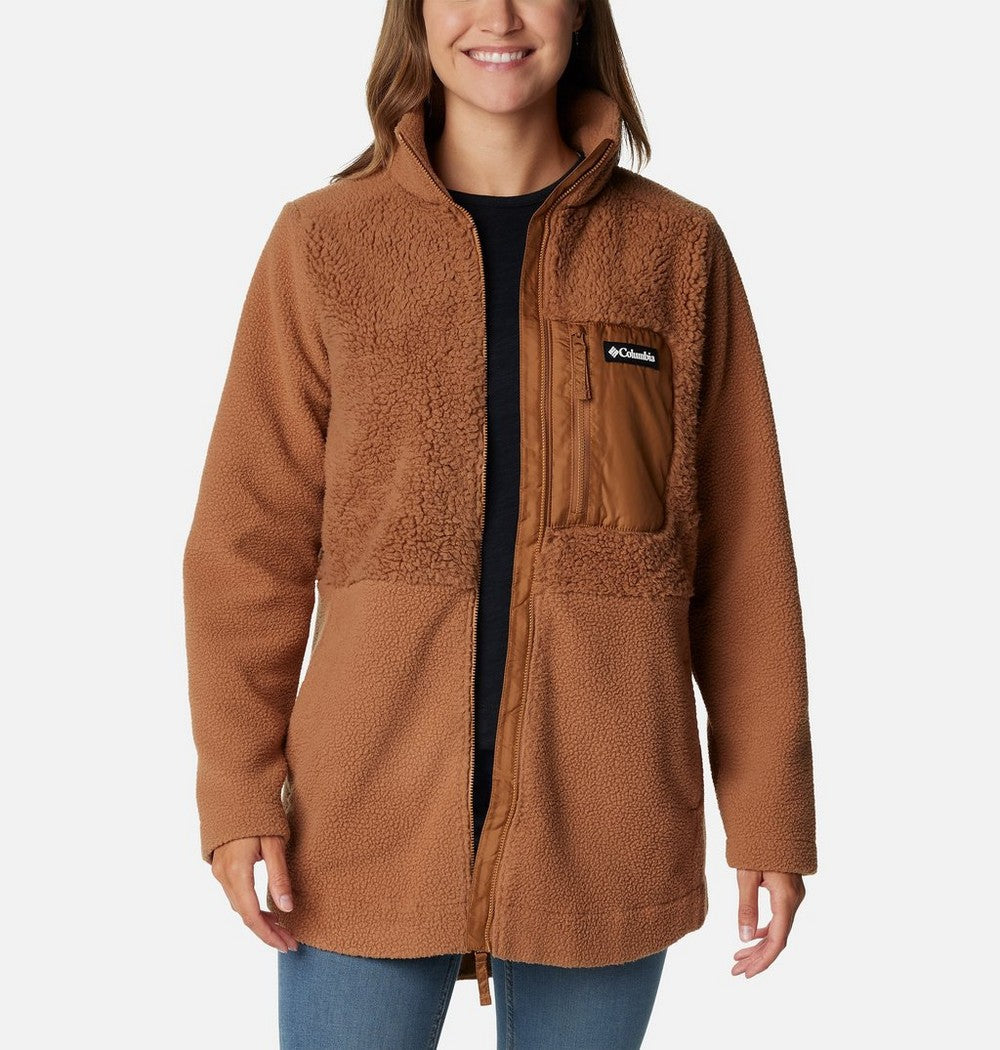 Women's Long Sherpa Full-Zip Fleece Jacket