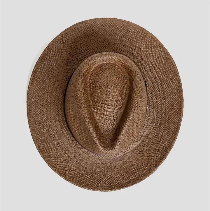 Geoffery Straw Fedora Hat - Toffee
