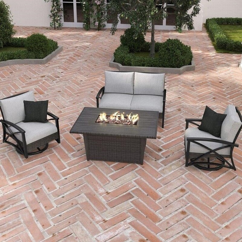 Martha Stewart Metal 4-Person Fire Pit Seating Group With Cushions