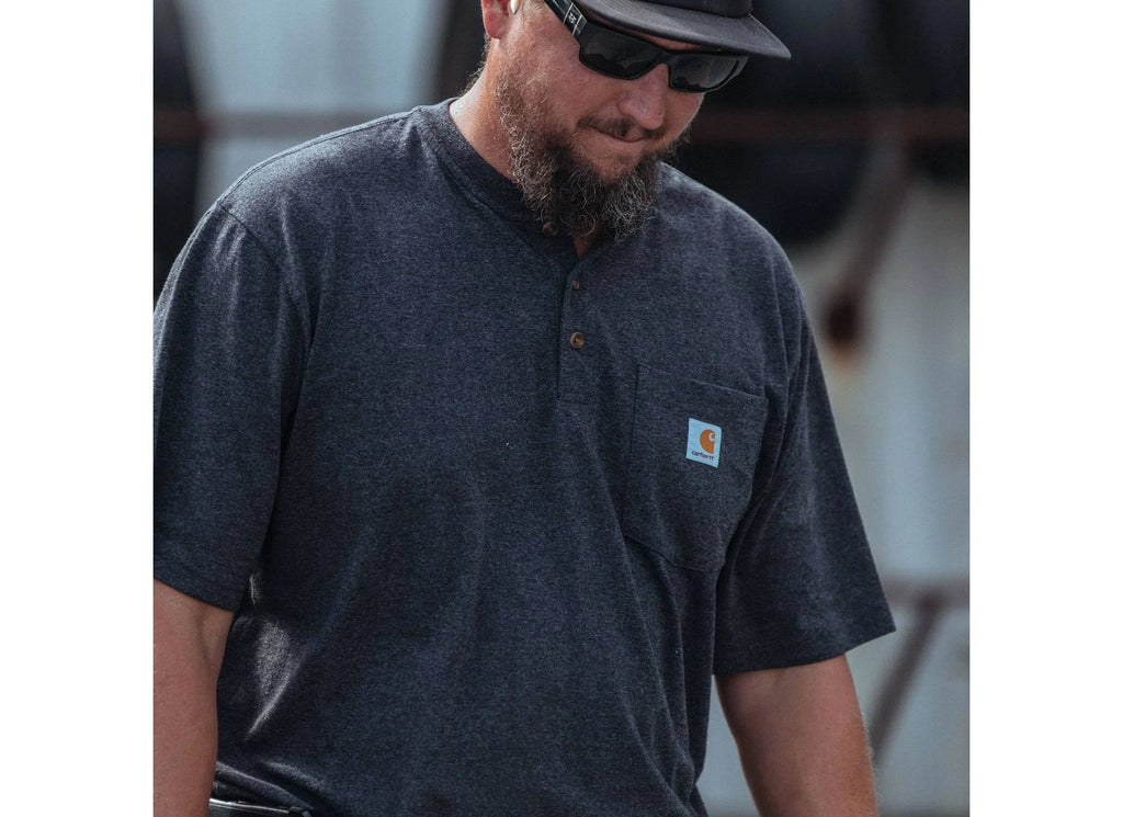 Men's Loose Heavyweight Short Sleeve Henley - Heather Gray