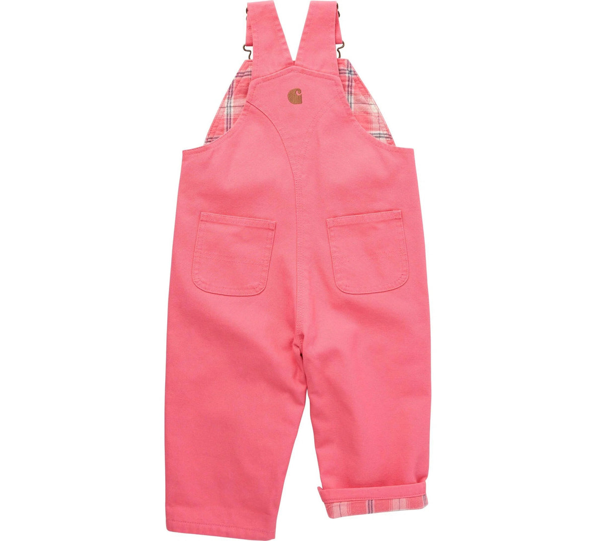 Girls' Flannel-Lined Canvas Bib Overalls - Pink