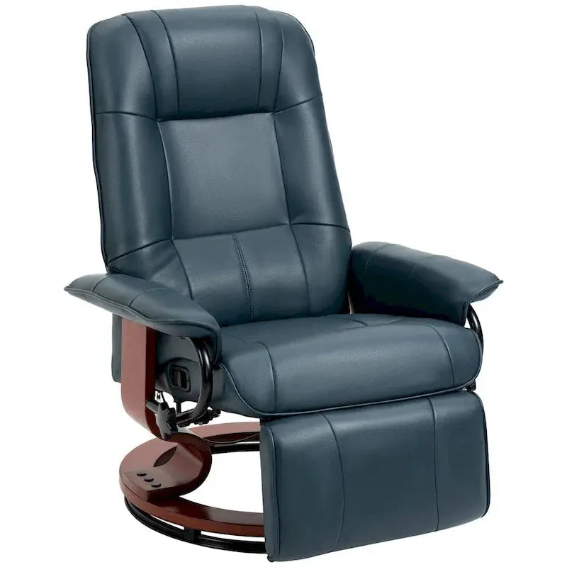 HomCom Manual Swivel Recliner Chair With Extendable Footrest - Faux Leather