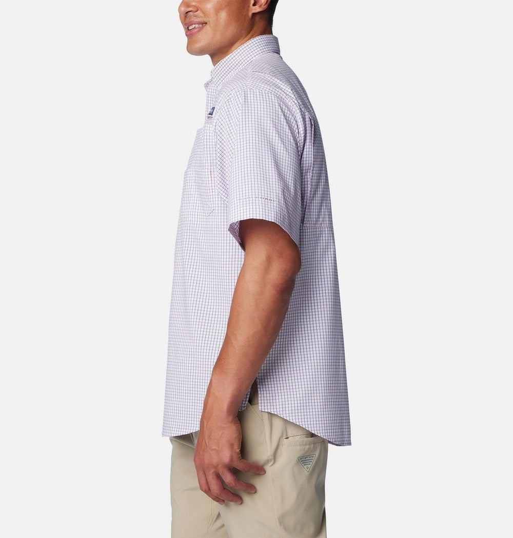 Men's Vented Short-Sleeve Fishing Shirt - Green Gingham