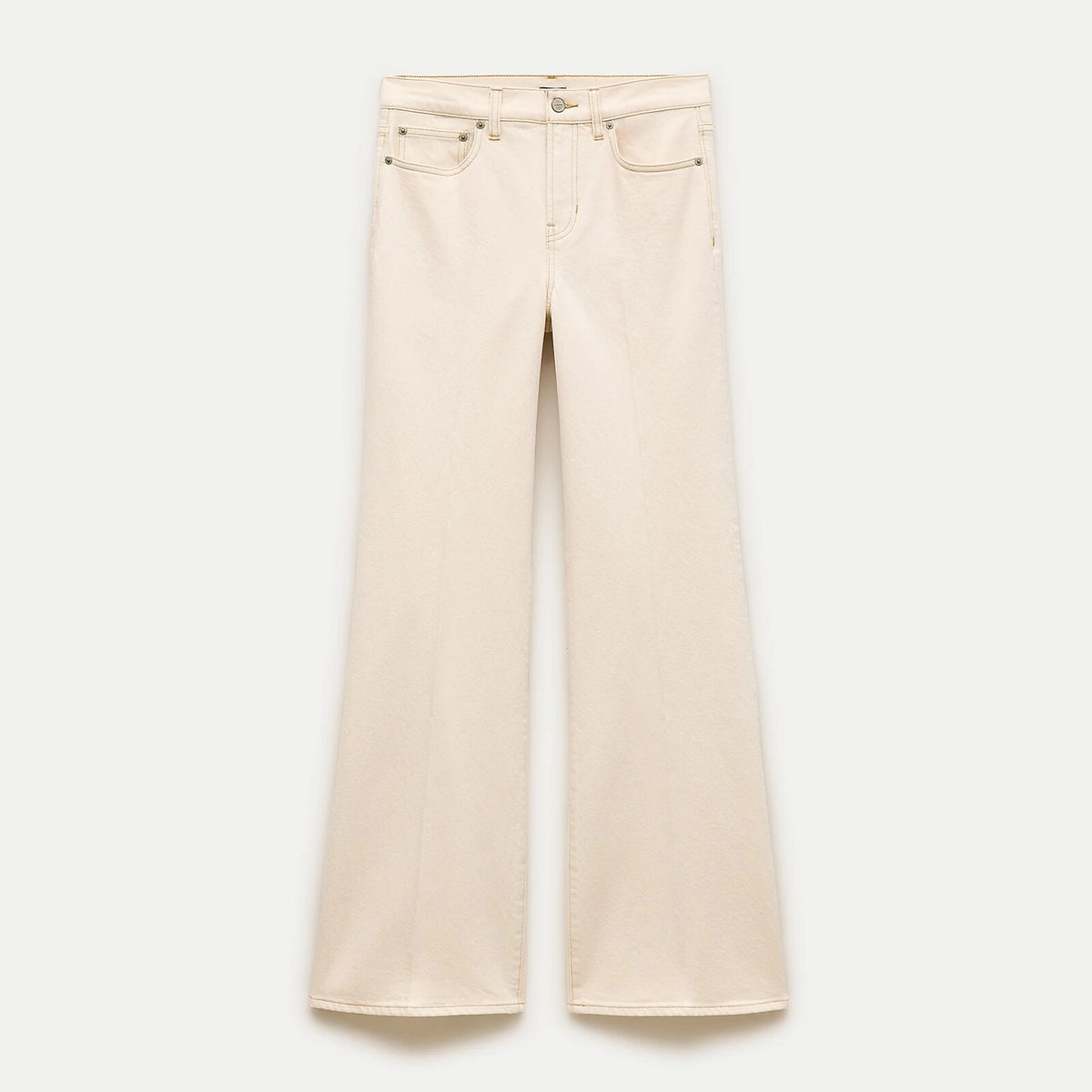 Women's Wide-Leg Denim Trouser Jeans - Ecru