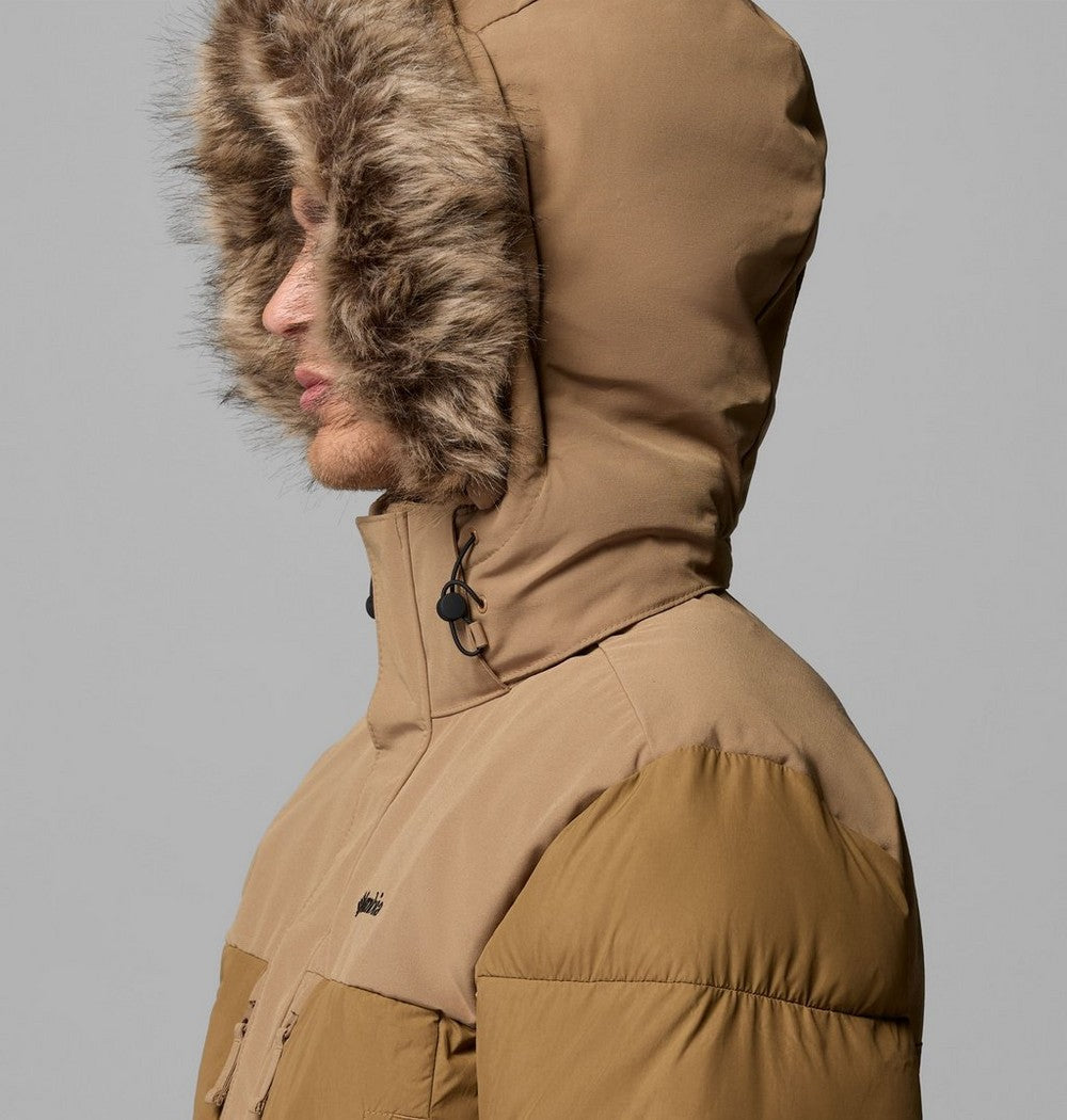 Men's Hooded Insulated Parka - Brown Black