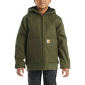 Boys' Quilted-Lined Hooded Canvas Jacket - Olive
