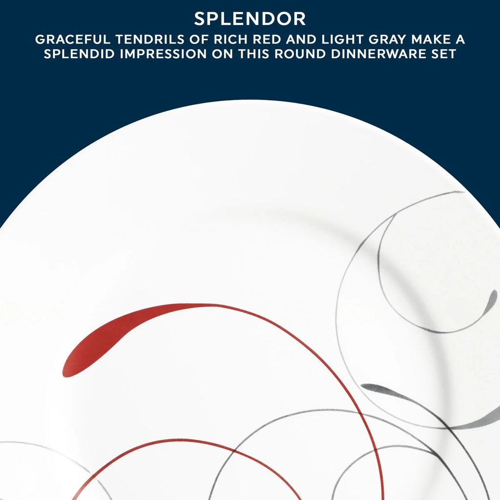 8.5-Inch Glass Salad Plates, Set of 6 - Red Gray