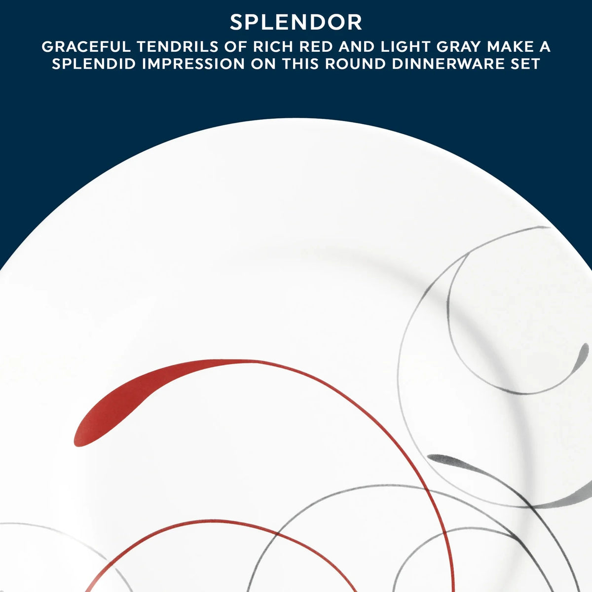 8.5-Inch Glass Salad Plates, Set of 6 - Red Gray