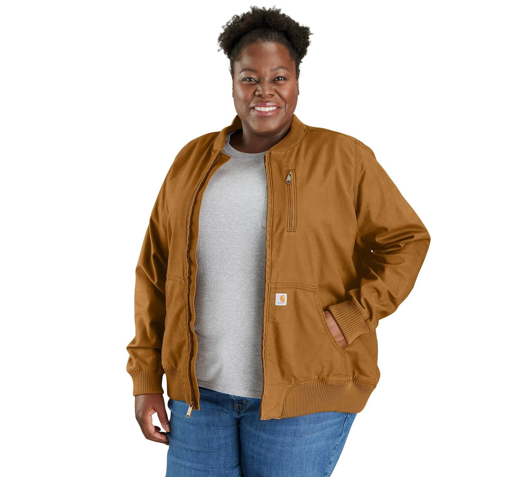 Women's Stretch Canvas Bomber Jacket - Brown