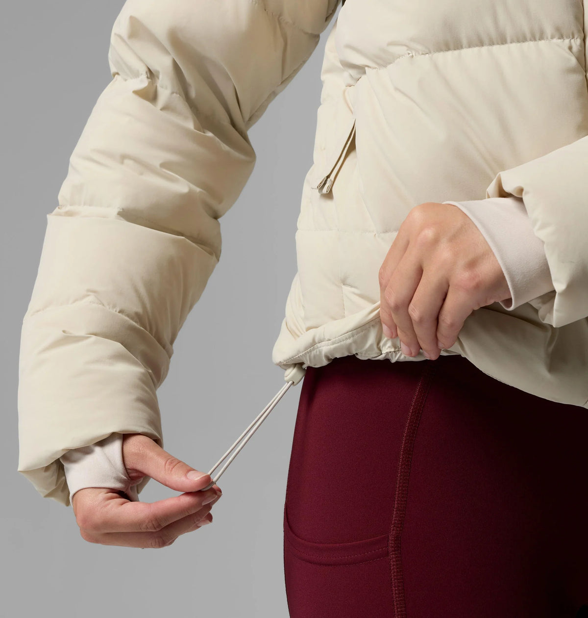Women's Hooded Down Puffer Jacket - Grey